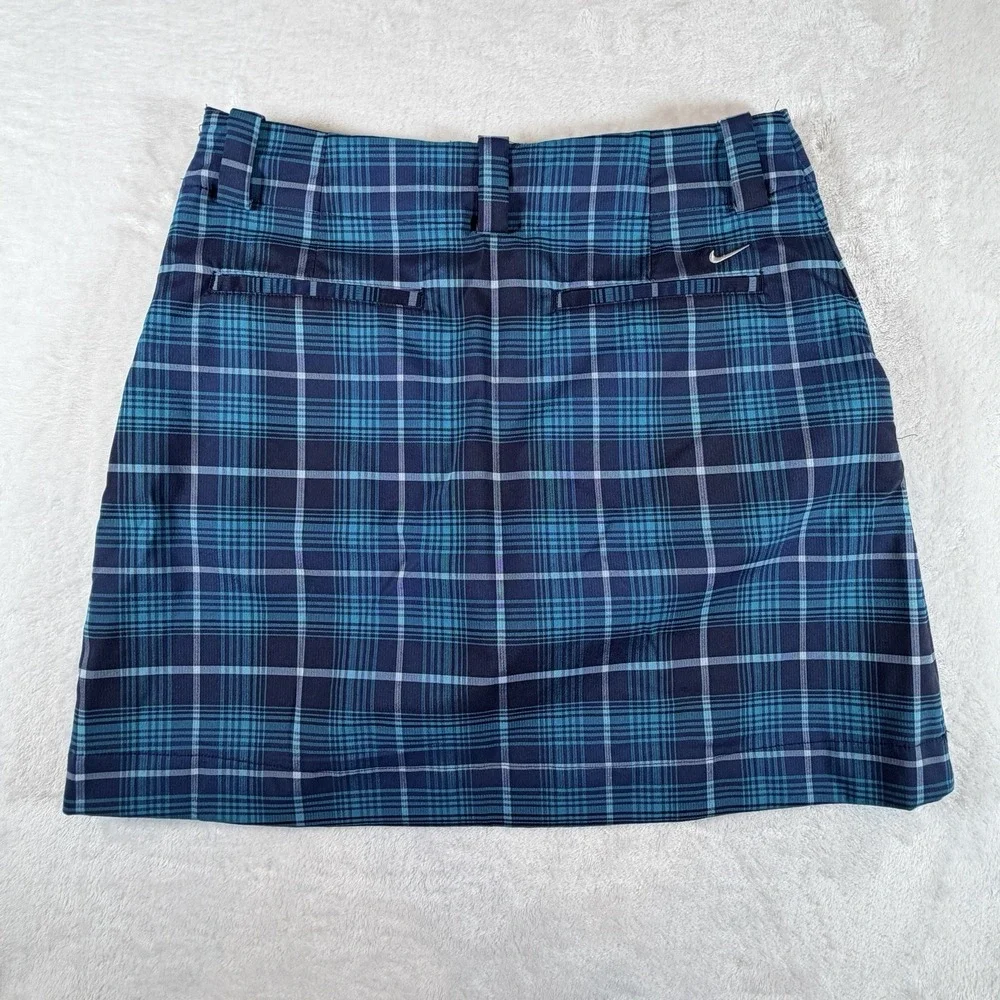 Nike Skort Women's Size 6 Blue‎ Turquoise Tartan Plaid Dri-Fit Golf Pickleball